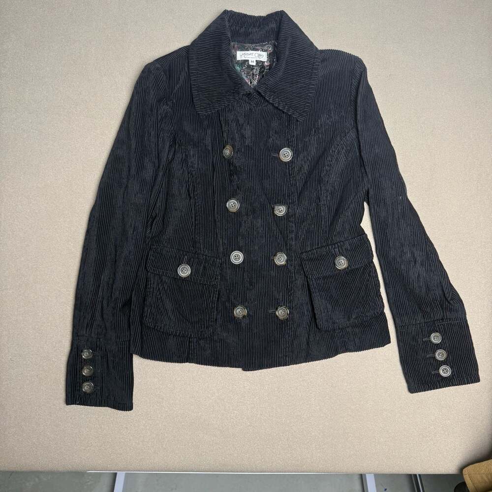 Margaret O'Leary San Francisco Black Corduroy Double Breasted Blazer Jacket